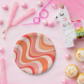 Farbenfrohe, moderne Retrowellen Pappteller (Party)