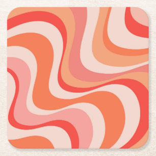 Farbenfrohe, moderne Retrowellen Rechteckiger Pappuntersetzer