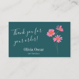 Farbenfrohe, moderne rosa Aquamarine grüne Blüte V Visitenkarte