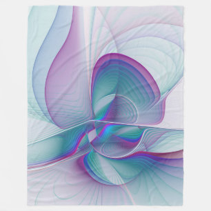 Farbenfrohe Moderne Rosa Blau Türkis Fraktal Kunst Fleecedecke