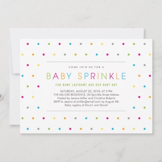 Farbenfrohe, moderne saubere, neutrale Babysprinkl Einladung (Vorderseite)