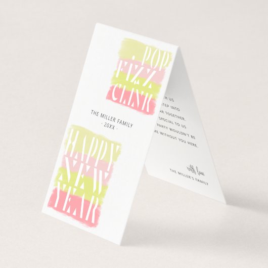 Farbenfrohe, moderne Schrift Neujahrskarte Party F (Vorderseite)