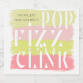 Farbenfrohe moderne Schrift New Years Party Schaumweinetikett (Einzelnes Label)