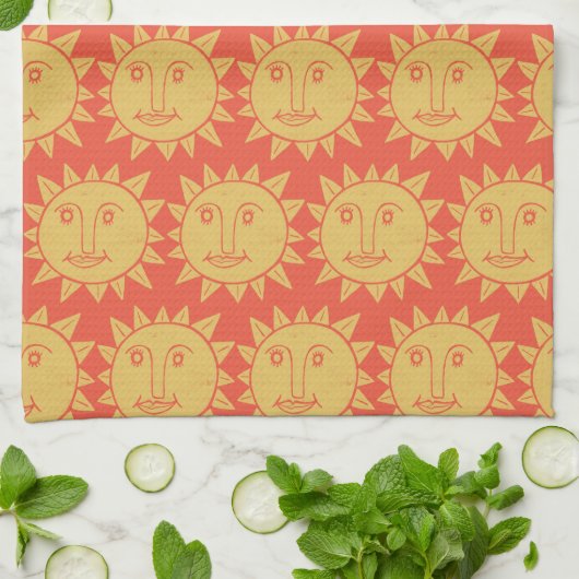 Farbenfrohe moderne Sonnen-Gelb-Muster Geschirrtuch (Gefaltet)