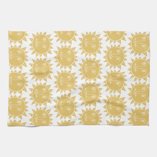 Farbenfrohe moderne Sonnen-Gelb-Muster Geschirrtuch (Horizontal)