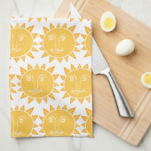 Farbenfrohe moderne Sonnen-Gelb-Muster Geschirrtuch (Viertel Falte)