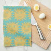 Farbenfrohe moderne Sonnen-Gelb-Muster Geschirrtuch (Viertel Falte)