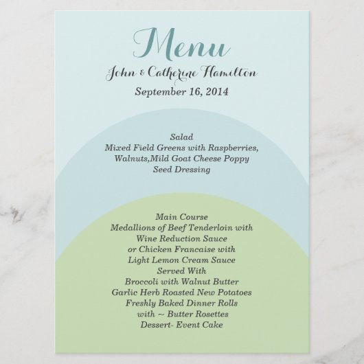 Farbenfrohe moderne Speisekarte für Hochzeiten Menükarte (Vorderseite)