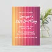 Farbenfrohe, moderne Streifen Einladung (Stehend Vorderseite)