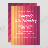 Farbenfrohe, moderne Streifen Einladung (Vorne/Hinten)