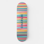 Farbenfrohe moderne Streifen - Personalisierter Na Skateboard (Vorderseite)