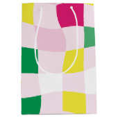 Farbenfrohe Moderne Tartan Kariert Blocks Weihnach Mittlere Geschenktüte (Vorderseite)