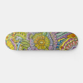 Farbenfrohe moderne, trendige Abstrakte Blumenmust Skateboard (Horizontal)