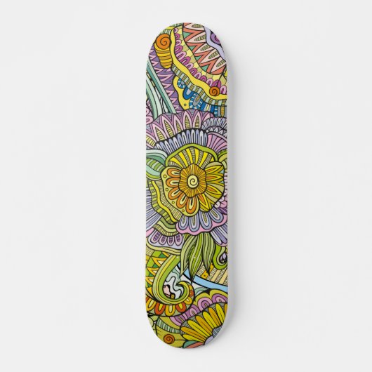 Farbenfrohe moderne, trendige Abstrakte Blumenmust Skateboard (Vorne)