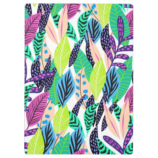Farbenfrohe moderne Tropenwald-Blätter Monogramm Klemmbrett (Rückseite)