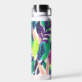 Farbenfrohe moderne tropische Blätter Muster Monog Trinkflasche (Rückseite)
