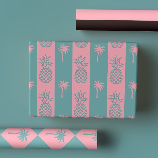 Farbenfrohe, moderne, tropische Palme Geschenkpapier Set