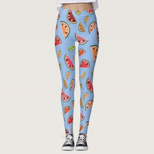 Farbenfrohe Moderne Wassermelone Muster Leggings (Vorderseite)