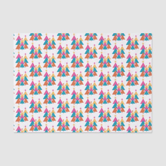 Farbenfrohe moderne Weihnachtsbaumen Seidenpapier (Vorderseite)