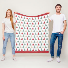 Farbenfrohe moderne Weihnachtsbaummuster Fleecedecke