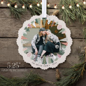 Farbenfrohe Moderne Weihnachtsbaumwelt Foto IVORY Ornament Karte