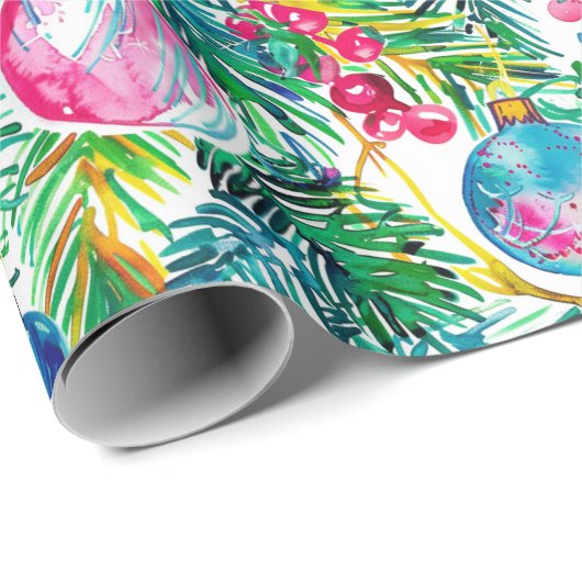 Farbenfrohe, moderne Weihnachtsdekorationen Geschenkpapier (Rolleneckpunkt)