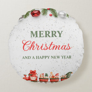Farbenfrohe Moderne Weihnachtszeit Bestes Rundkiss Rundes Kissen