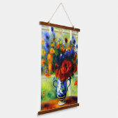 Farbenfrohe Mohn- und Blumenbänder Wandteppich Mit Holzrahmen (Gewinkelt)