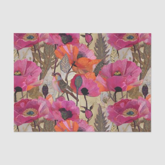 Farbenfrohe Mohnblumen Seidenpapier (Vorderseite)