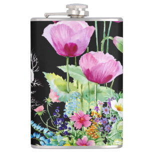 Farbenfrohe Mohnsommer-Blume Flachmann