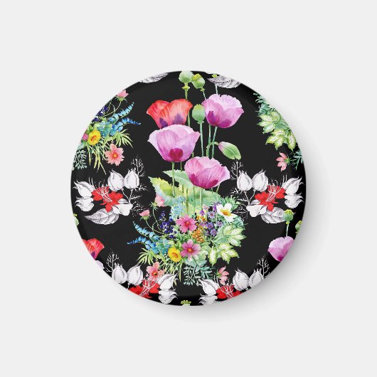 Farbenfrohe Mohnsommer-Blume Magnet (Vorne)