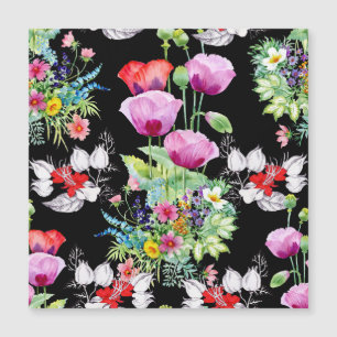 Farbenfrohe Mohnsommer-Blume Magnetkarte