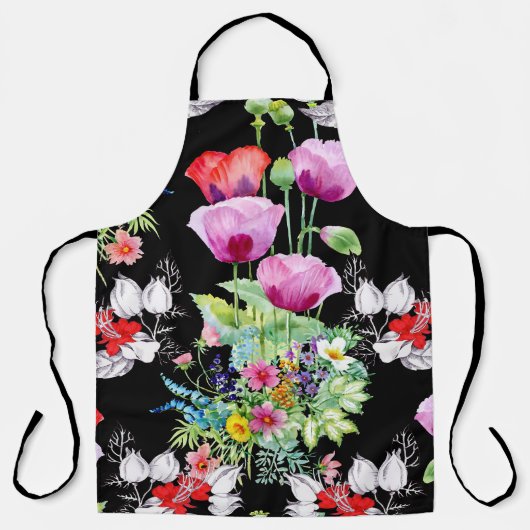 Farbenfrohe Mohnsommer-Blume Schürze (Vorderseite)