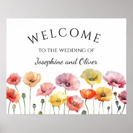 Farbenfrohe Mohnwilde Blume Hochzeitsempfang Poster