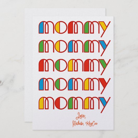 Farbenfrohe Mommy Stack Custom Mother's Day Card Einladung (Vorne/Hinten)