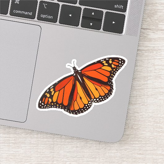 Farbenfrohe Monarch Butterfly mit offenen Flügeln Aufkleber (Detail)