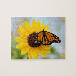 Farbenfrohe Monarch Butterfly Sonnenblume Foto Puzzle