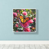 Farbenfrohe Monarchschmetterlinge zeigen ihre Flüg Leinwanddruck (Insitu (Holzboden))