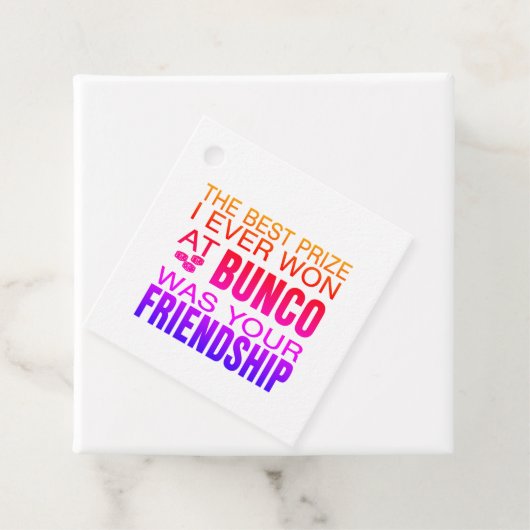 Farbenfrohe Mondern Dice Bunco Geschenkanhänger (Beispiel)