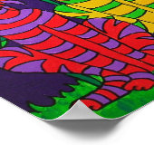 Farbenfrohe Mondlicht Katzen Kunst, Kultur Poster (Ecke)