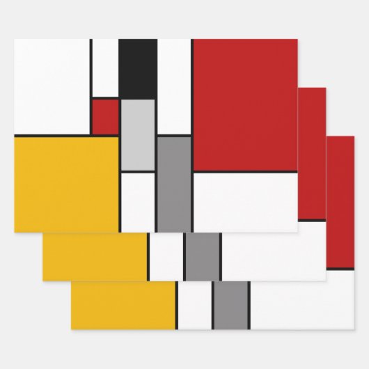 Farbenfrohe Mondrian-Inspiration Geschenkpapier Set (Set)