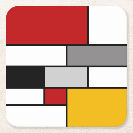 Farbenfrohe Mondrian-Inspiration Rechteckiger Pappuntersetzer (Vorderseite)