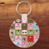 Farbenfrohe Monkey-Patchwork Schlüsselanhänger (Vorderseite)