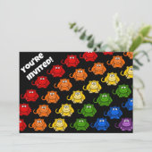Farbenfrohe Monkey Rainbow Children's Birthday Par Einladung (Stehend Vorderseite)