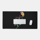 Farbenfrohe Mono Blumen Damasname Schreibtischunterlage (Tastatur & Maus)