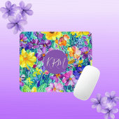 Farbenfrohe Monogram Chic Wasserfarbenfloral Mousepad