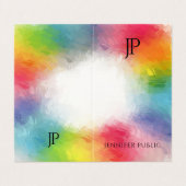 Farbenfrohe Monogram Moderne elegante Template Tre Visitenkarten (Außenseite Aufgefaltet)