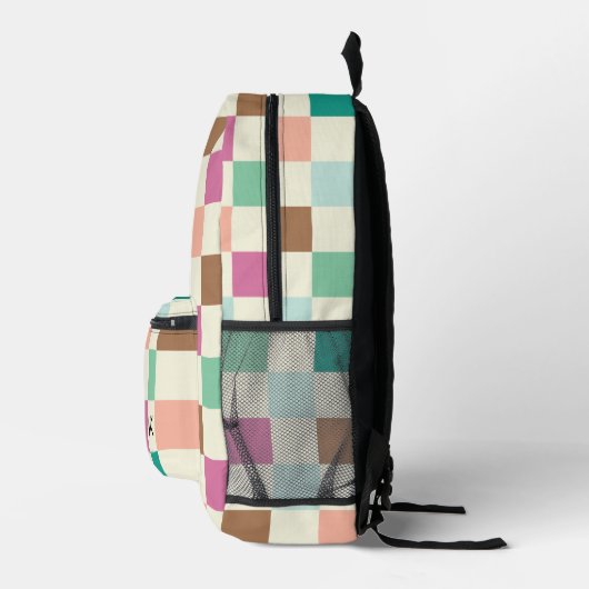 Farbenfrohe Monogramm-Karton für die Girly Checker Bedruckter Rucksack (Rechts)
