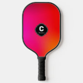 Farbenfrohe Monogramm Name Pickleball Paddel Schläger (Vorderseite)