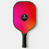 Farbenfrohe Monogramm Name Pickleball Paddel Schläger (Rückseite)